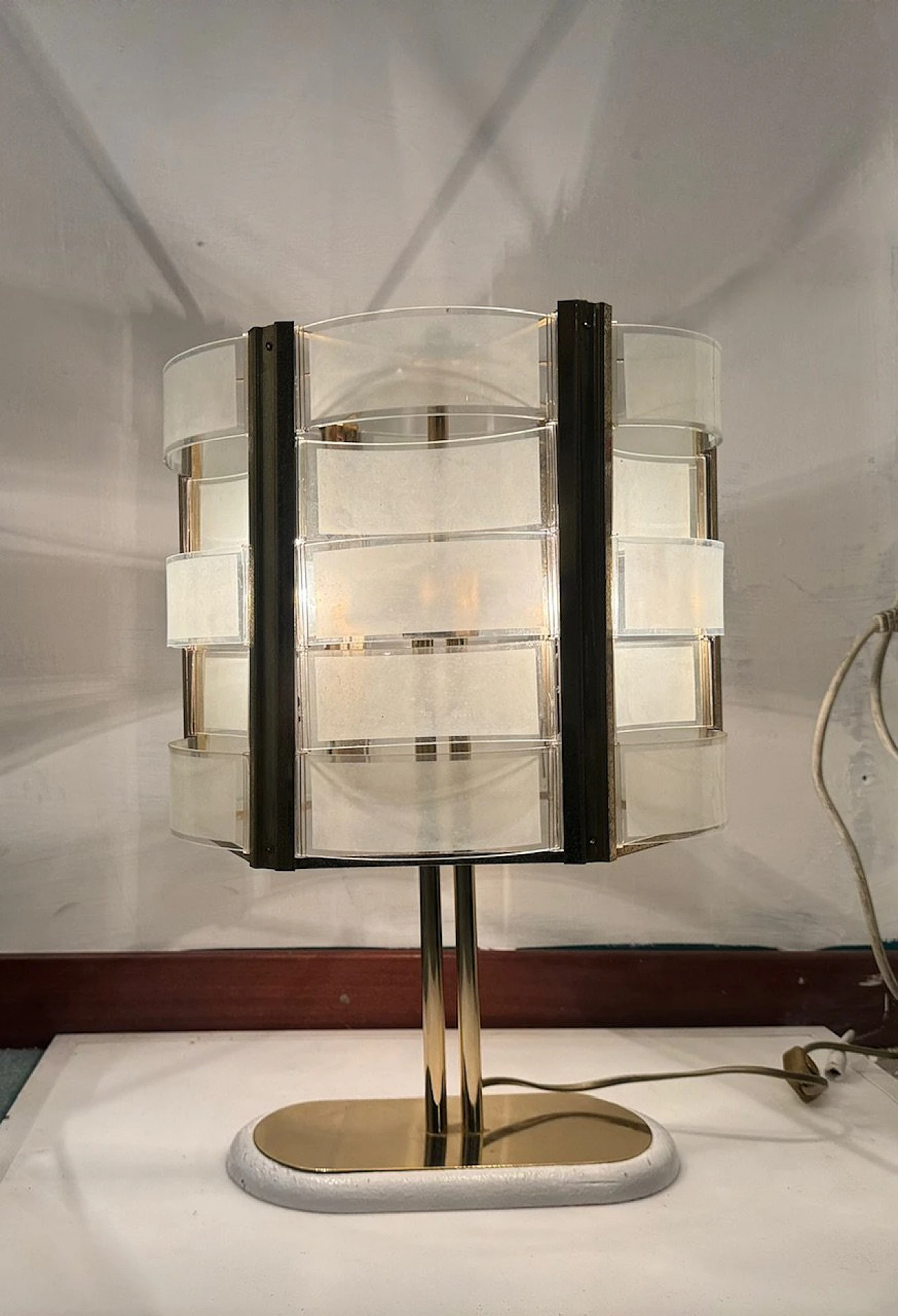 Brass and glass table lamp, 1970s 8