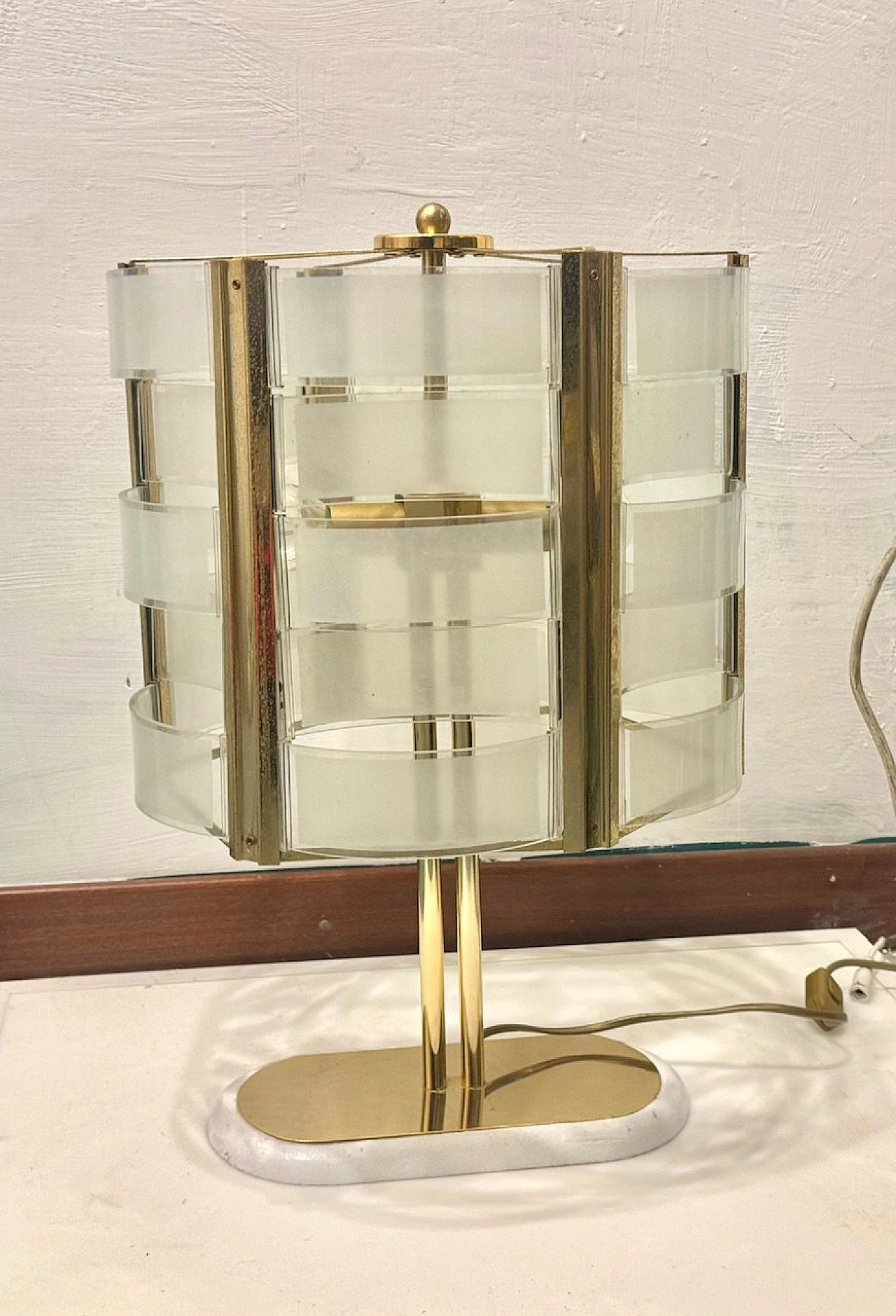 Brass and glass table lamp, 1970s 9