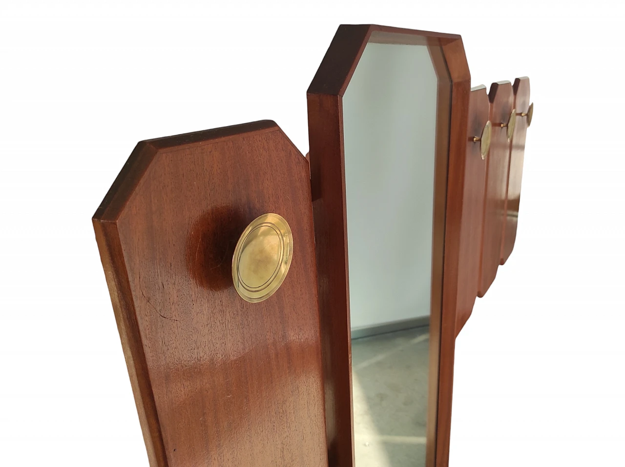 Wooden hall mirror with coat rack, 1960s 1