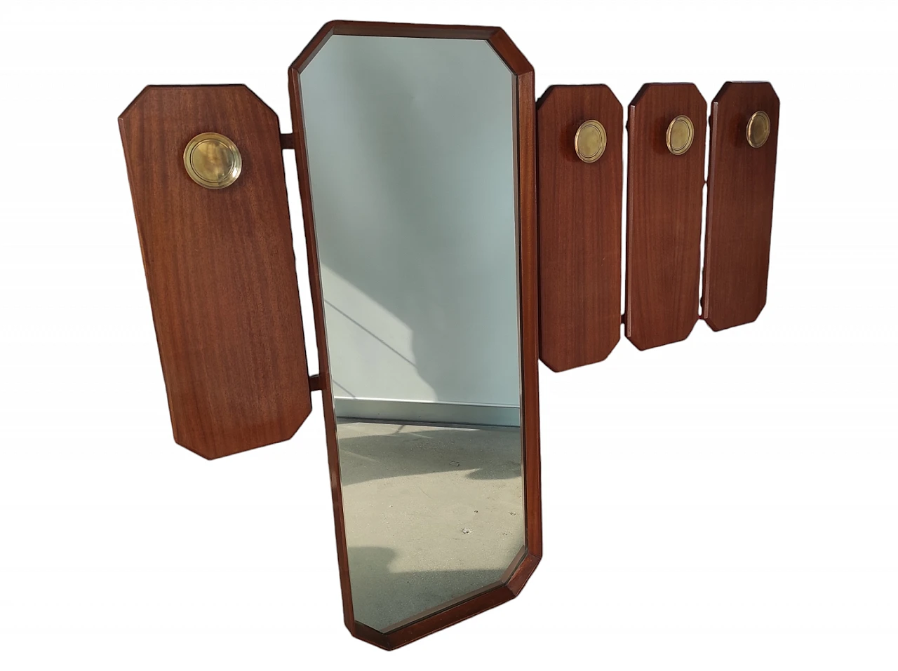 Wooden hall mirror with coat rack, 1960s 5