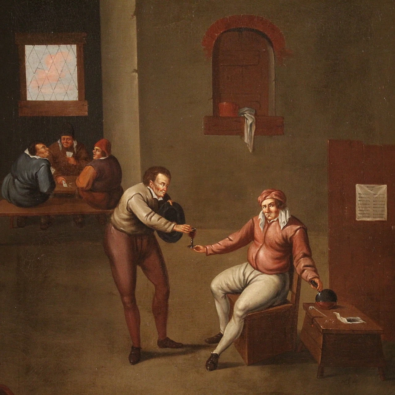 Flemish school, Tavern scene, oil on canvas, 17th century 2