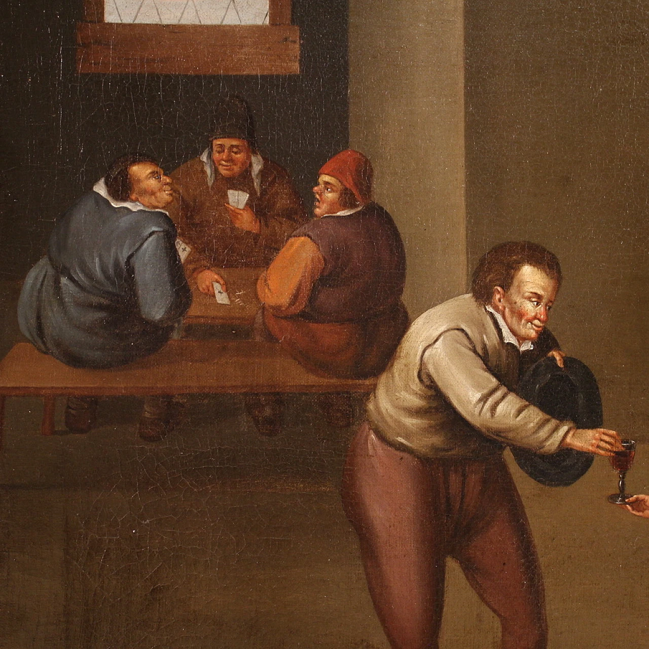 Flemish school, Tavern scene, oil on canvas, 17th century 5