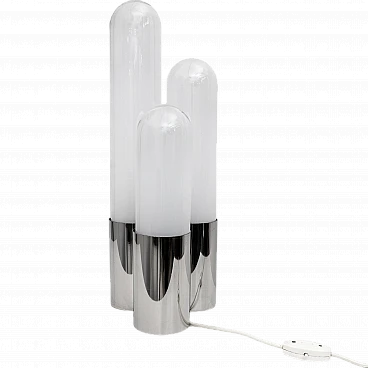 3-Lights table lamp in glass & metal by Nason for Mazzega, 1960s