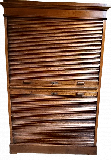 Oak shutter office cabinet