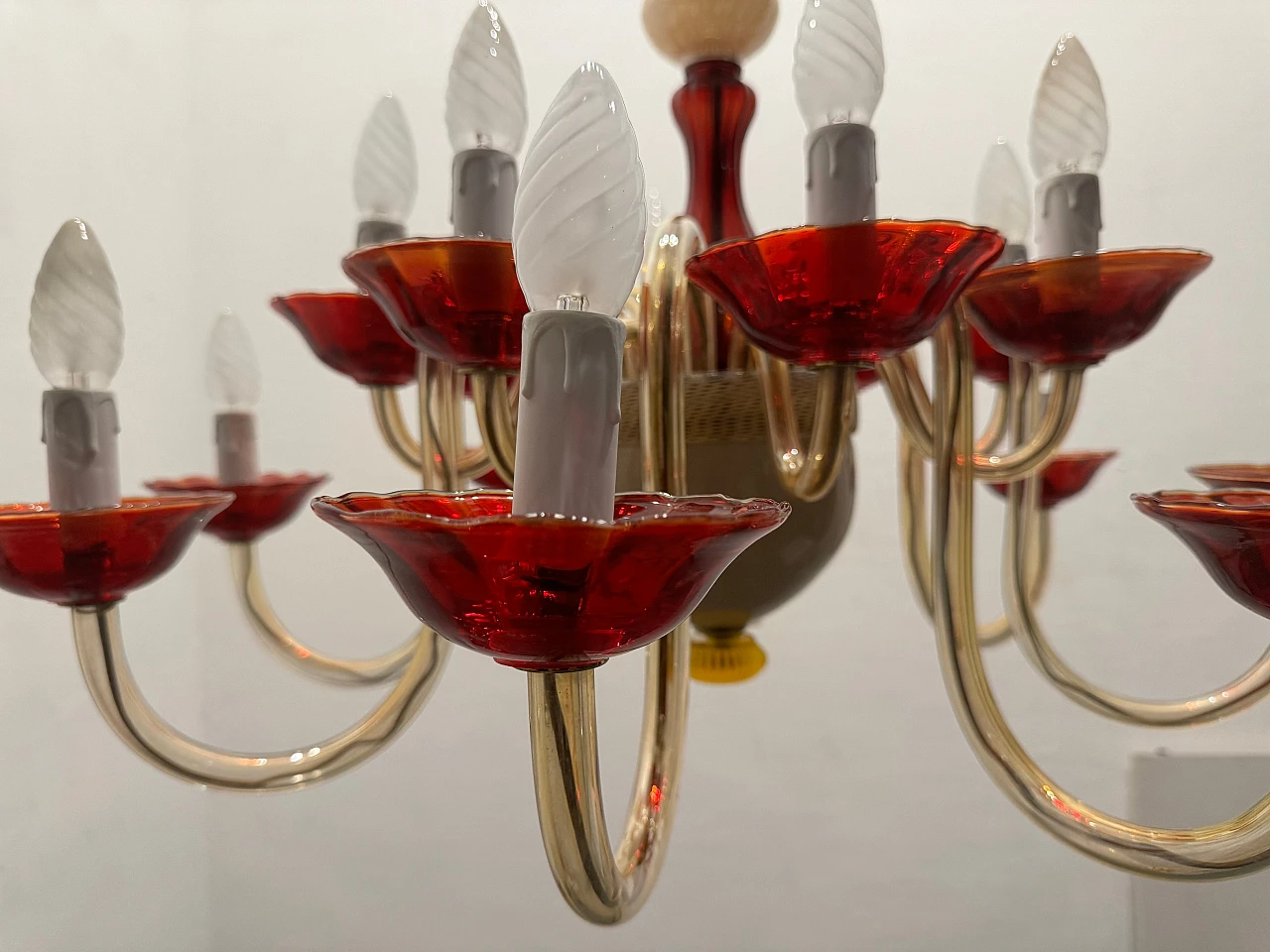 Venetian chandelier in ruby red Murano glass, 1980s 3