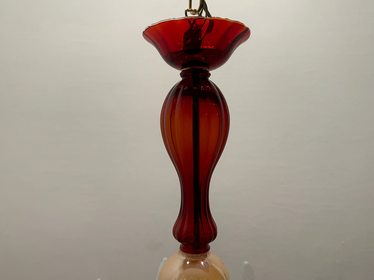 Venetian chandelier in ruby red Murano glass, 1980s 6