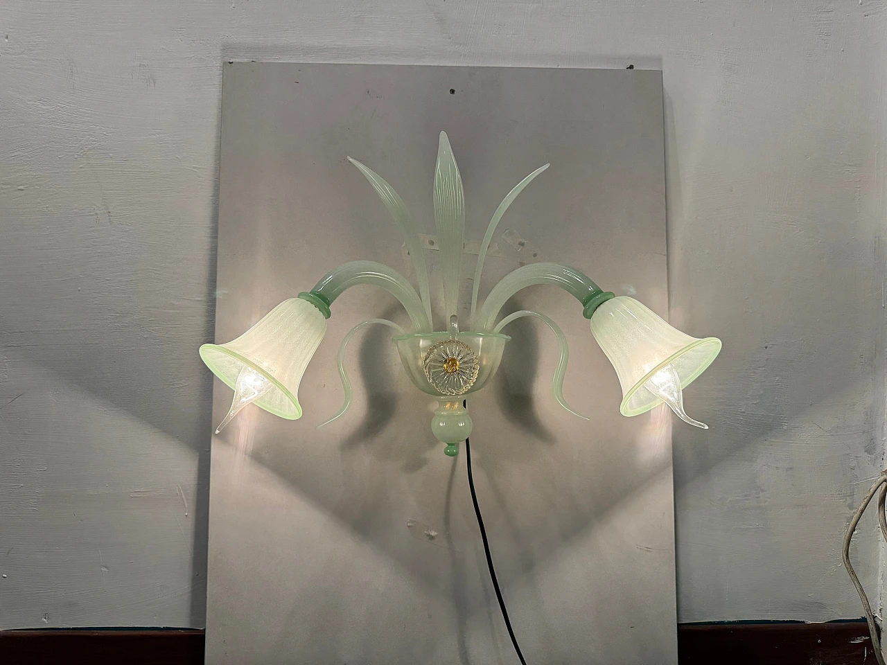 Green Murano glass wall lamp by Zonca, 1980s 8