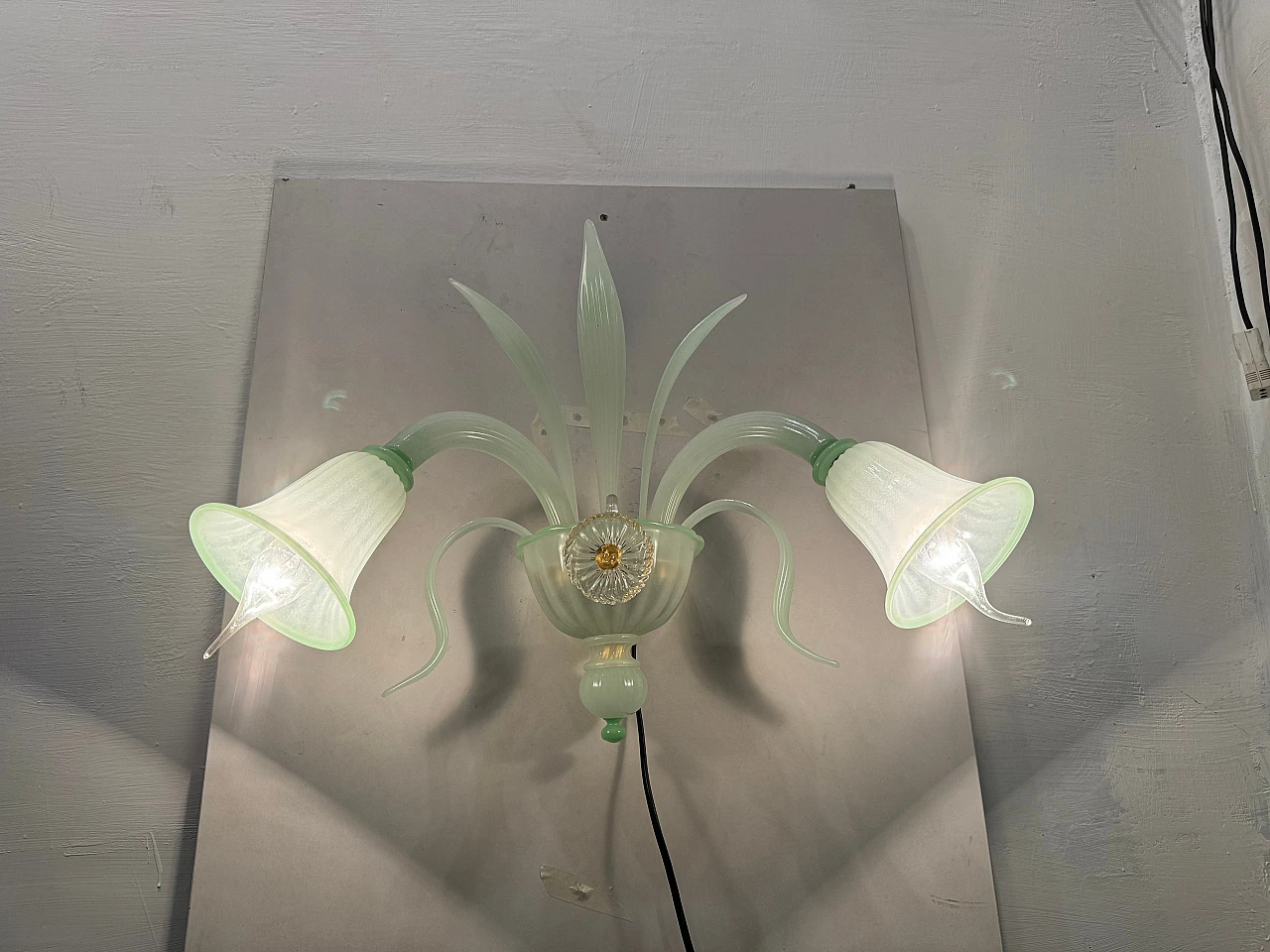 Green Murano glass wall lamp by Zonca, 1980s 9