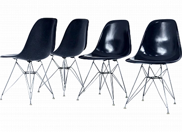 4 Sedie blu DSR di Charles & Ray Eames per Herman Miller, anni '70