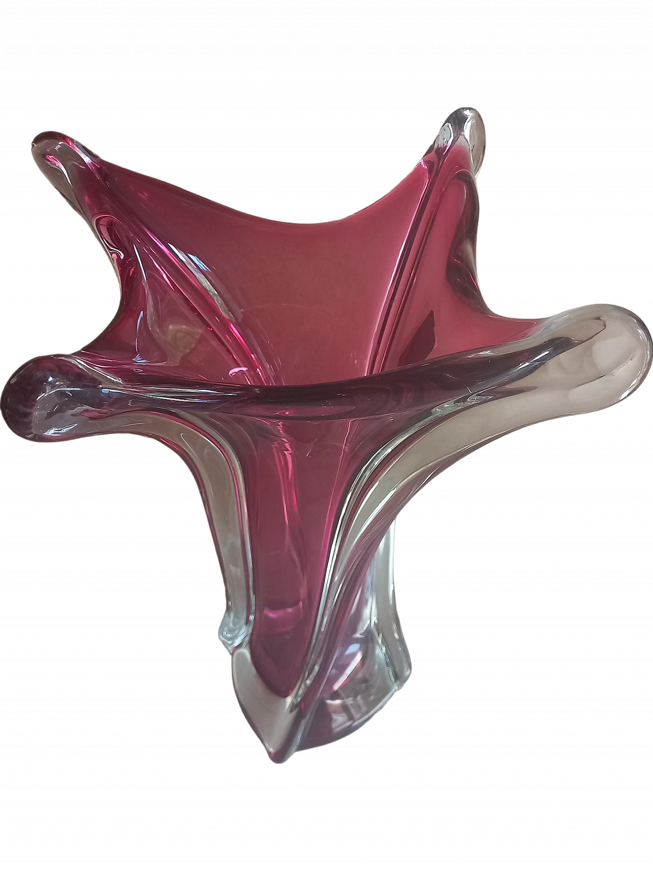 Chambord flower vase in Murano glass by F.lli Toso, 1950s 5