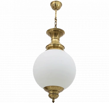 Lampadario in ottone e vetro di L. C. Dominioni per Azucena, anni '50