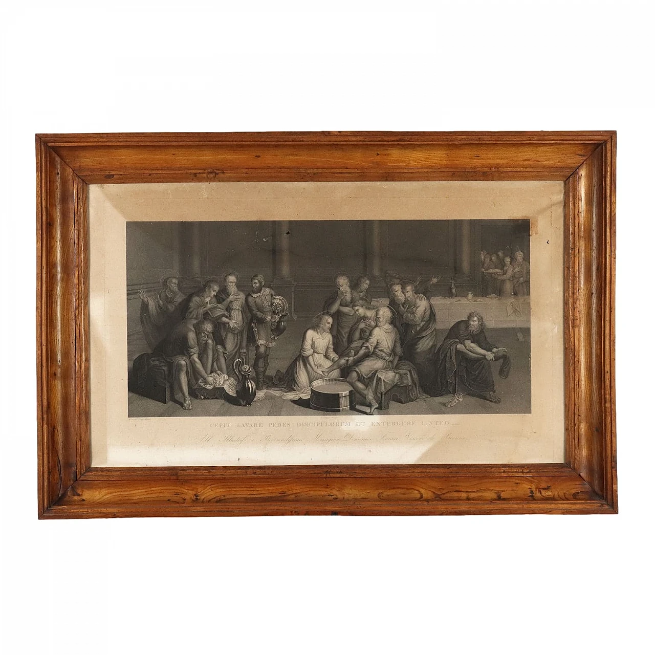 Foot washing, print in elm Empire frame, 19th century 1