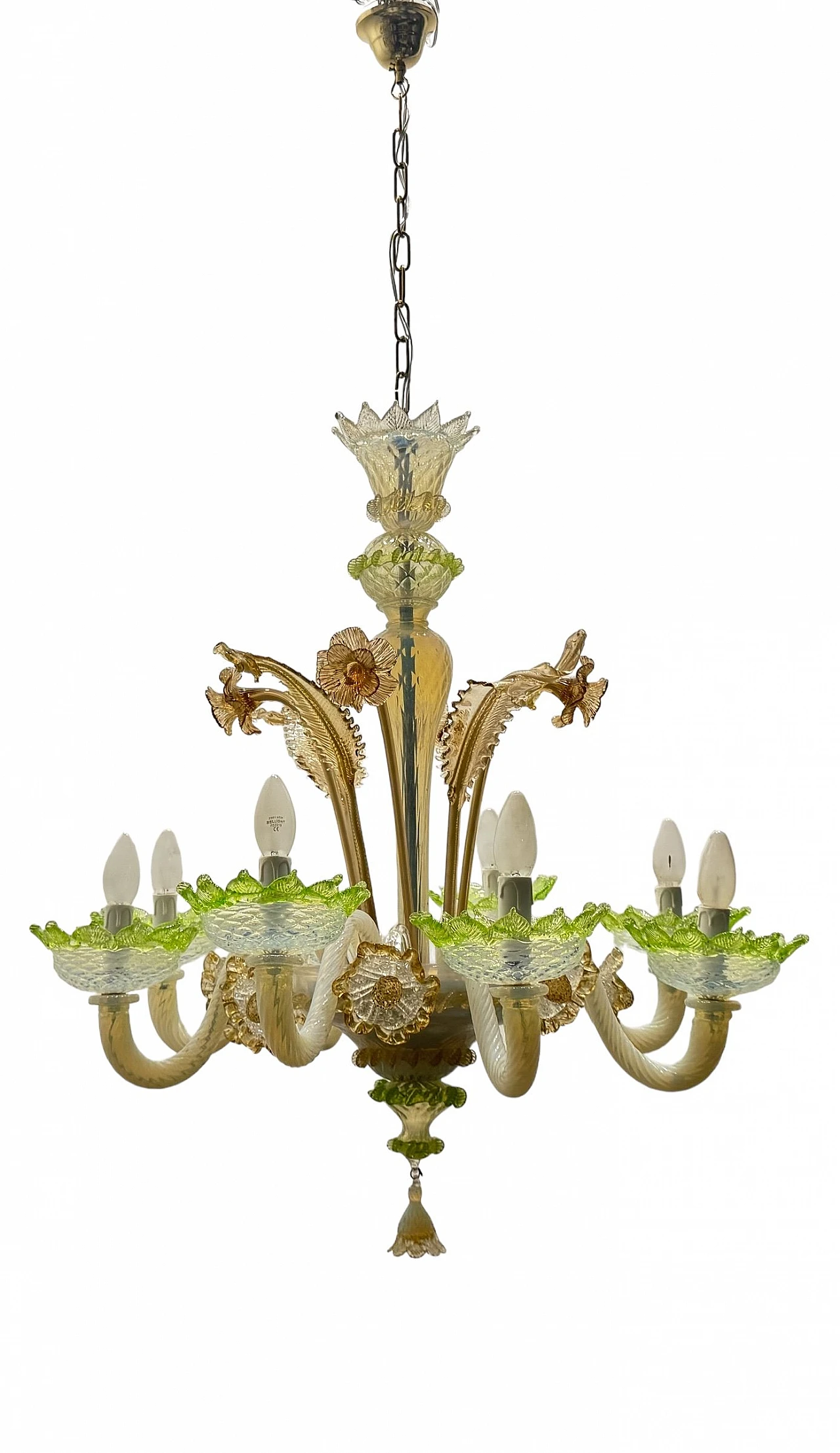 Venetian multicoloured Murano glass chandelier, 1960s 1