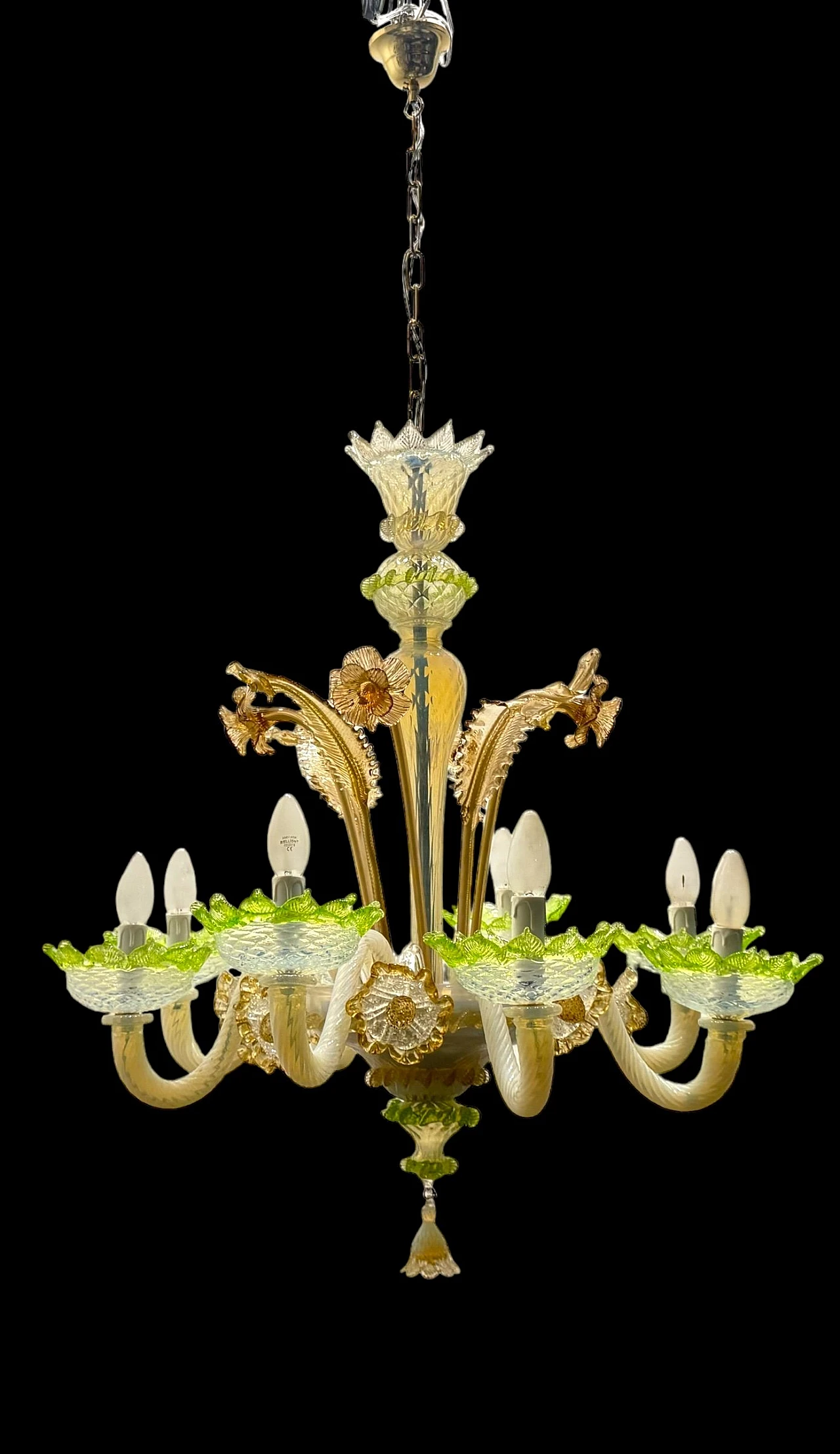 Venetian multicoloured Murano glass chandelier, 1960s 2