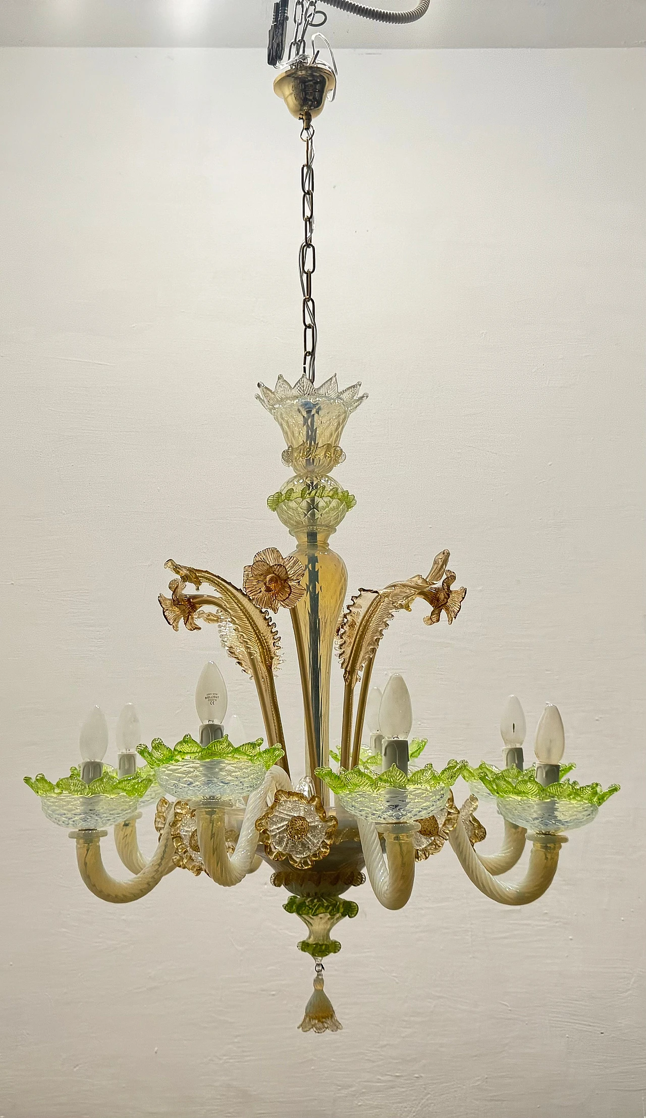 Venetian multicoloured Murano glass chandelier, 1960s 13