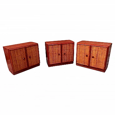 Wood and rattan cabinet by Maugrion for Roche Bobois, 1980s