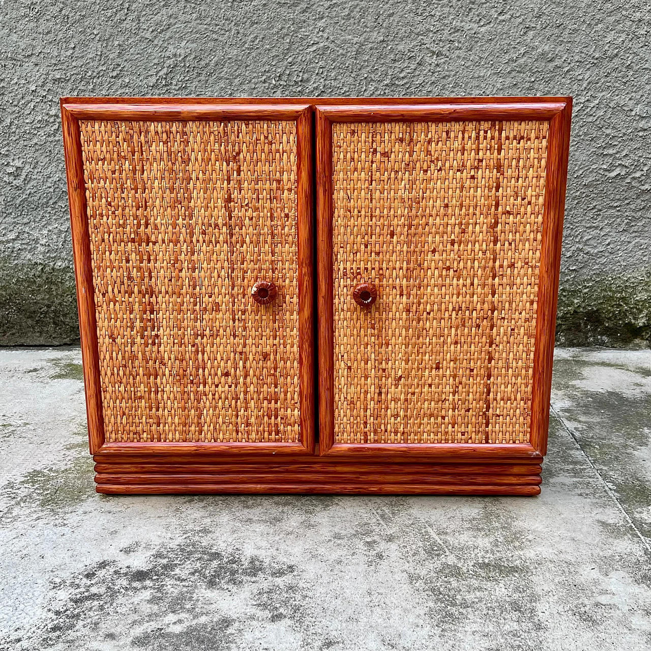 Wood and rattan cabinet by Maugrion for Roche Bobois, 1980s 3