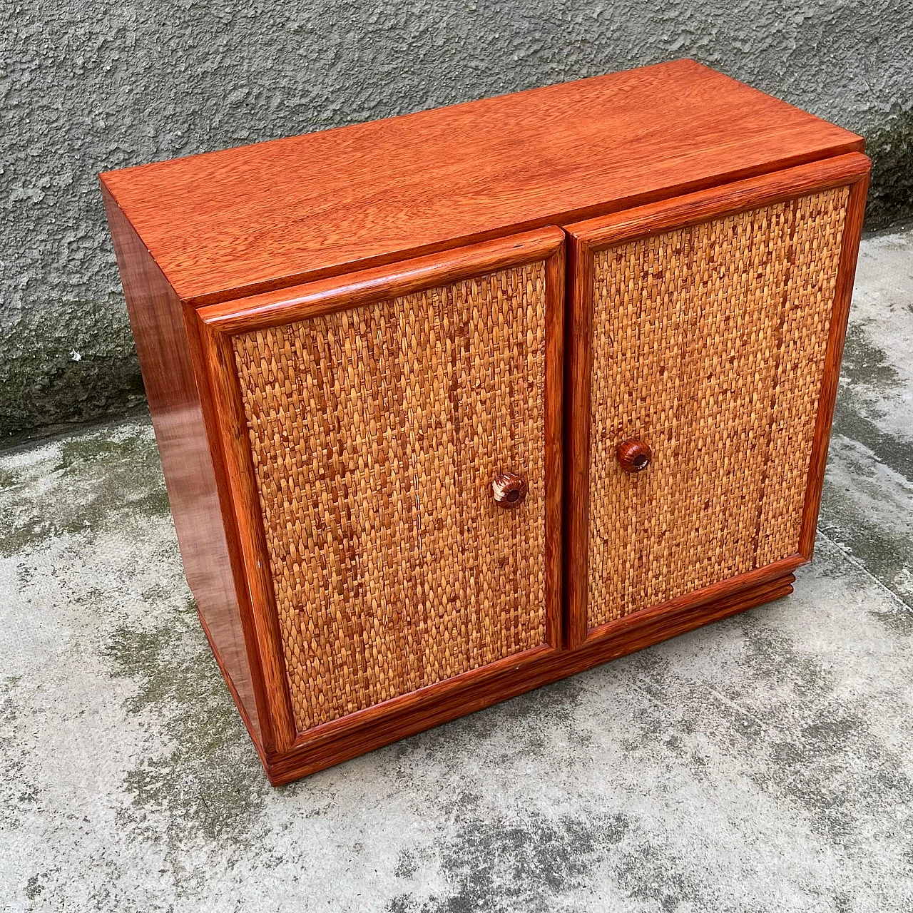 Wood and rattan cabinet by Maugrion for Roche Bobois, 1980s 4