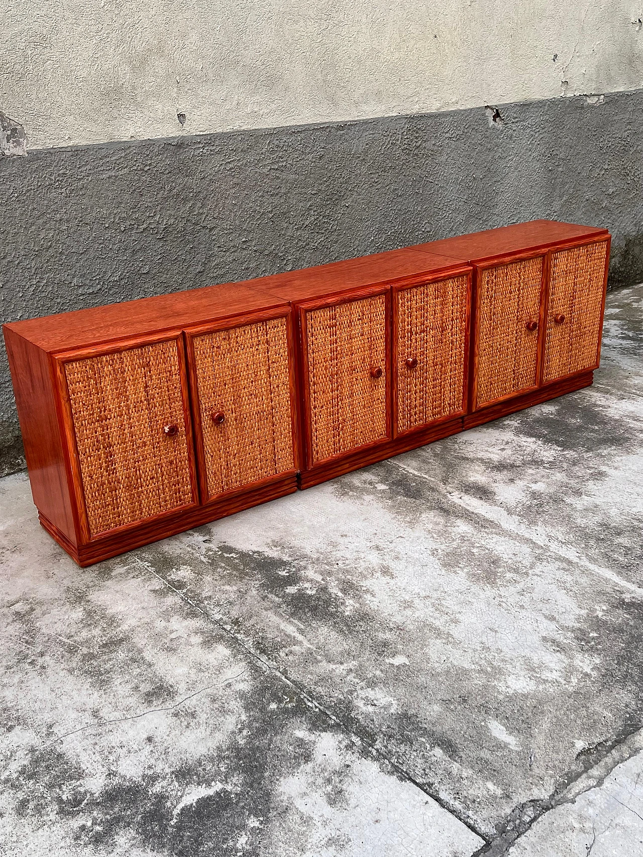 Wood and rattan cabinet by Maugrion for Roche Bobois, 1980s 6