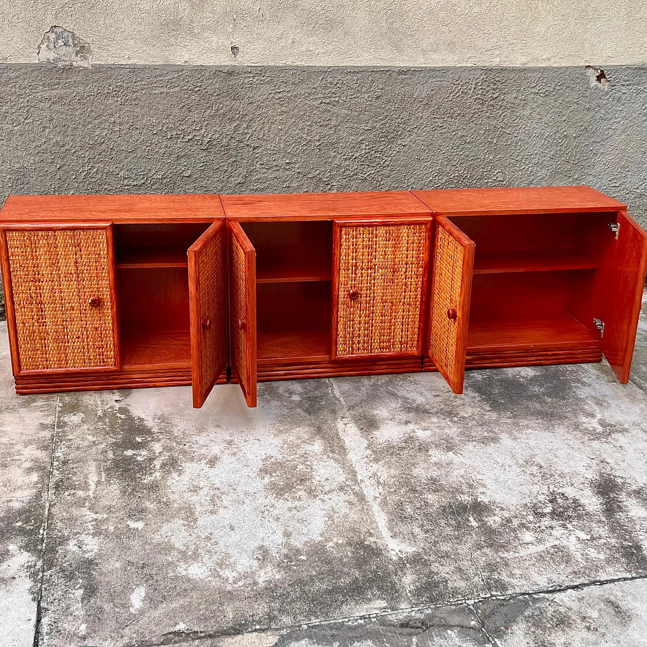 Wood and rattan cabinet by Maugrion for Roche Bobois, 1980s 7