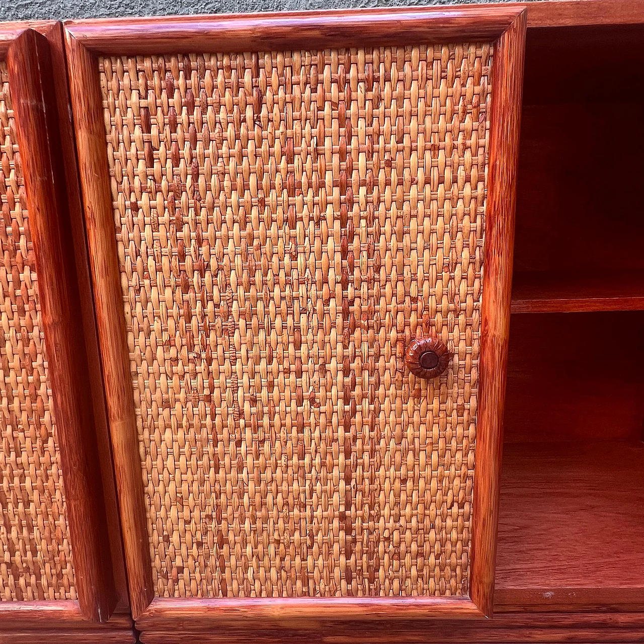 Wood and rattan cabinet by Maugrion for Roche Bobois, 1980s 12