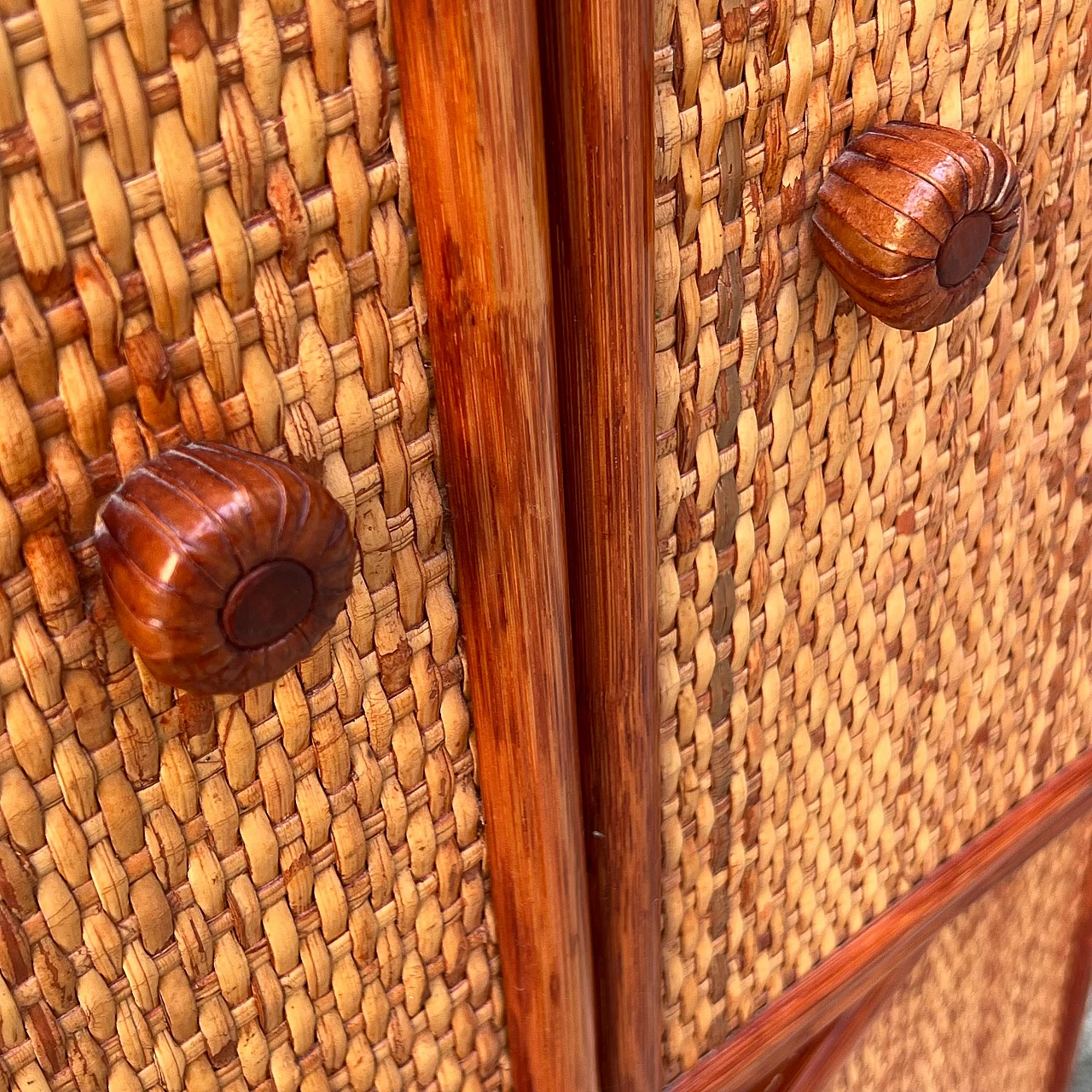 Wood and rattan cabinet by Maugrion for Roche Bobois, 1980s 15