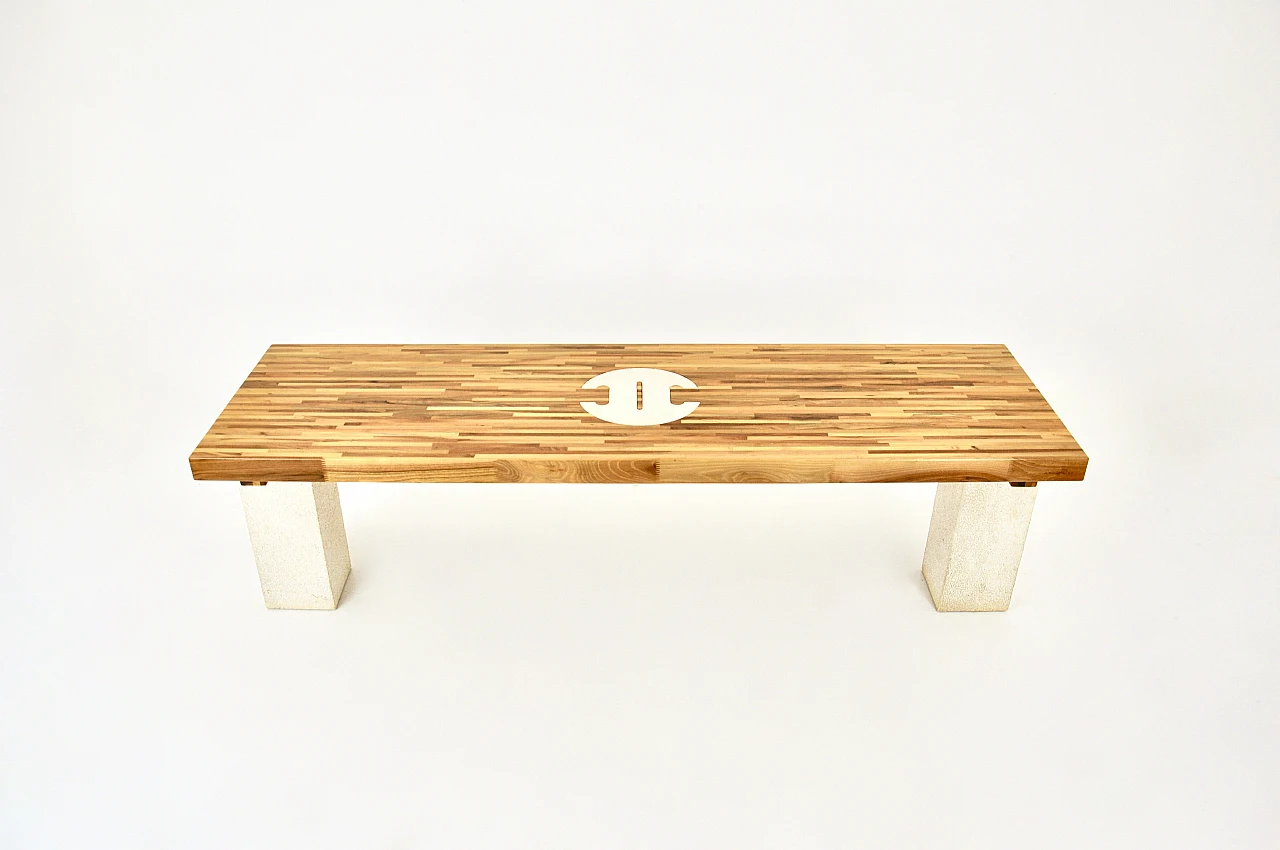 Sole dining table in wood and marble by Gio Pomodoro, 1970s 2