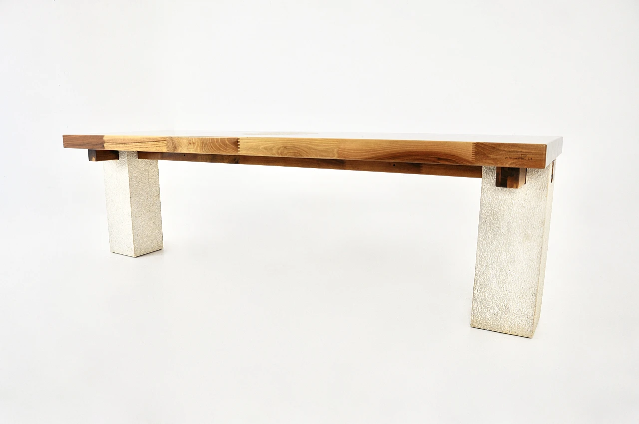 Sole dining table in wood and marble by Gio Pomodoro, 1970s 4