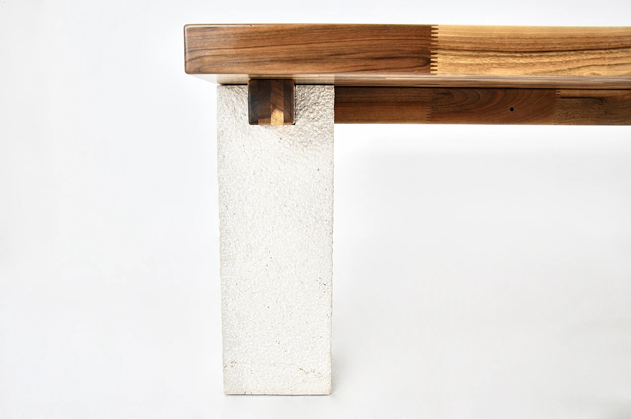 Sole dining table in wood and marble by Gio Pomodoro, 1970s 6