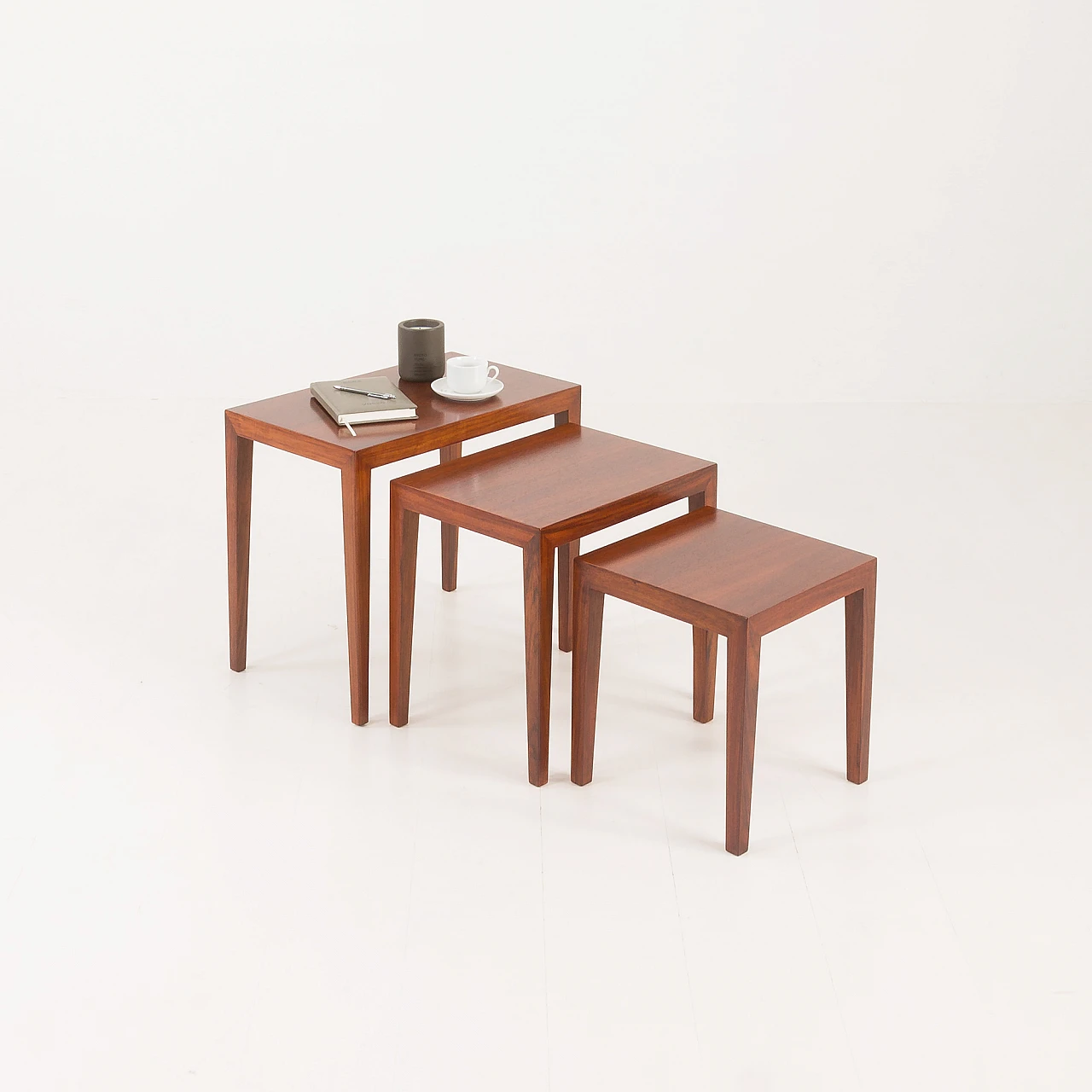 3 Nesting tables in rosewood by Severin Hansen for Haslev, 1960s 1