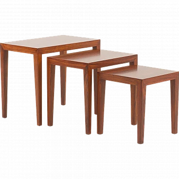 3 Nesting tables in rosewood by Severin Hansen for Haslev, 1960s