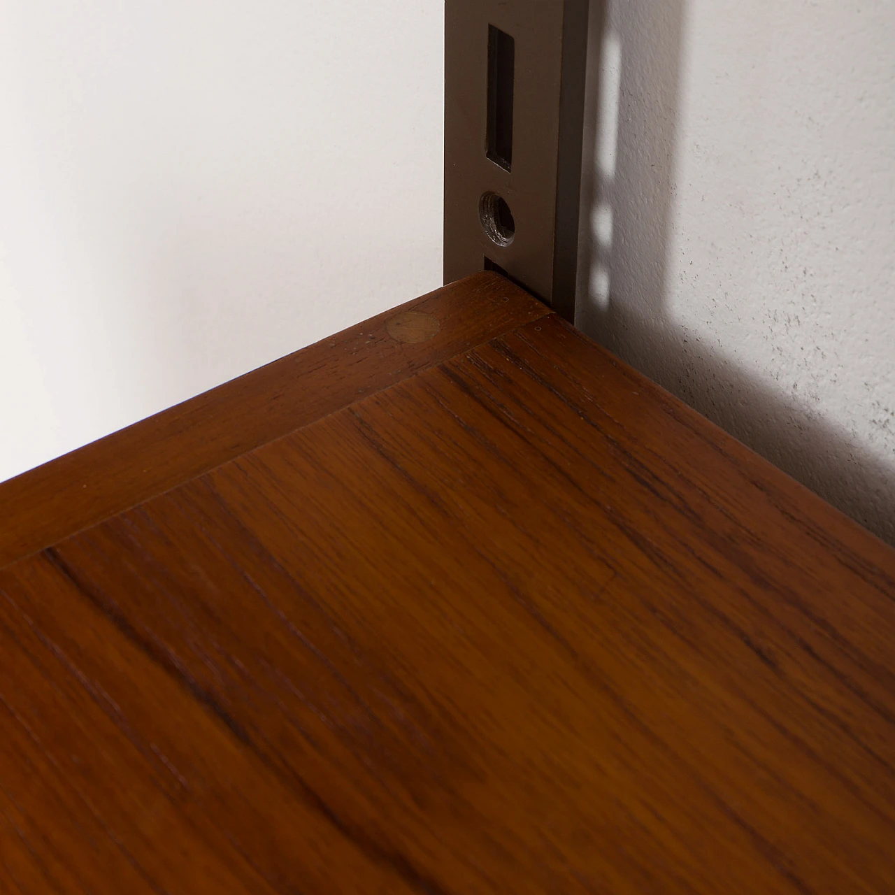 Teak wall unit with desk and lamp by K. Kristiansen, 1960s 16