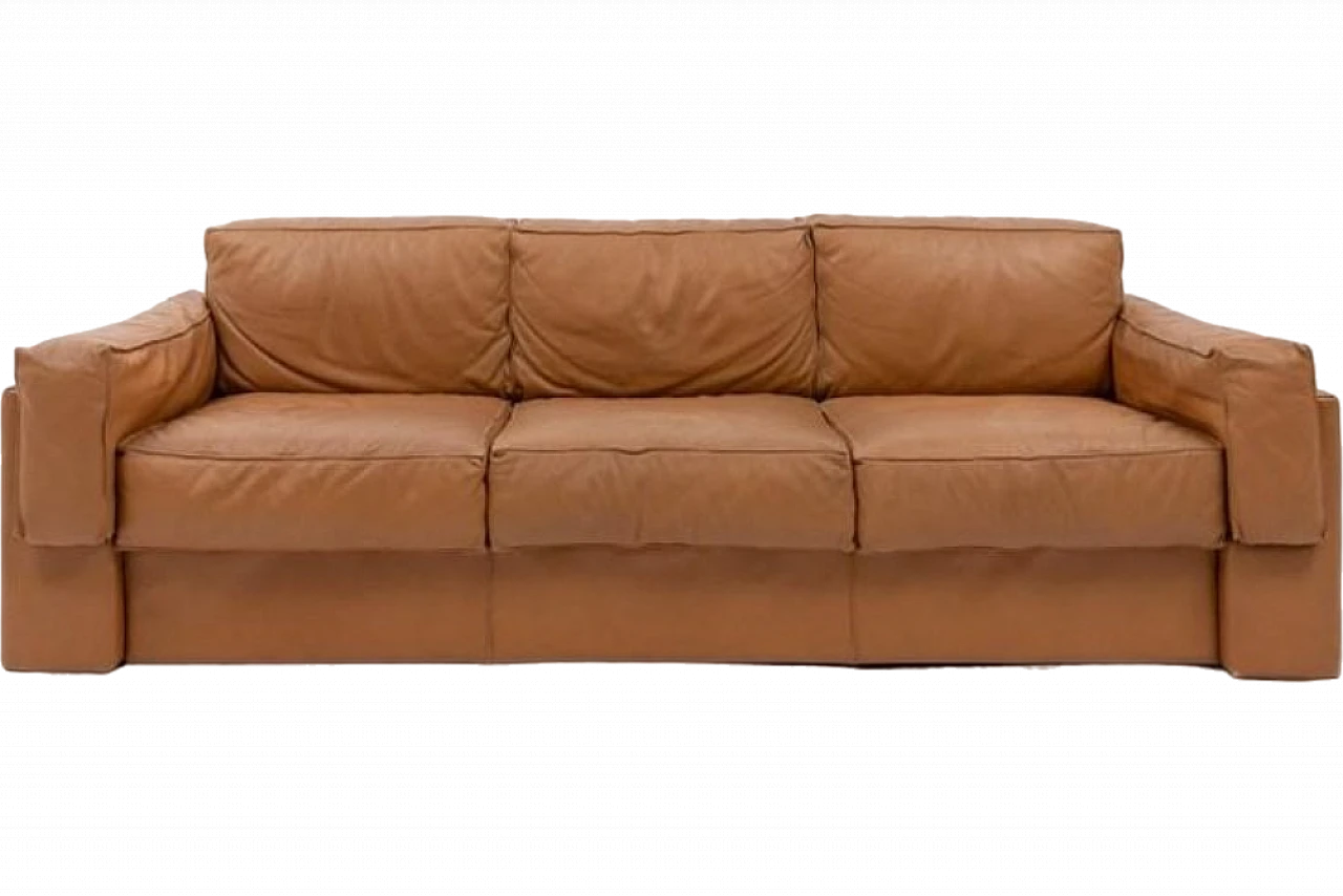 Modern cognac leather sofa, late 20th century 10