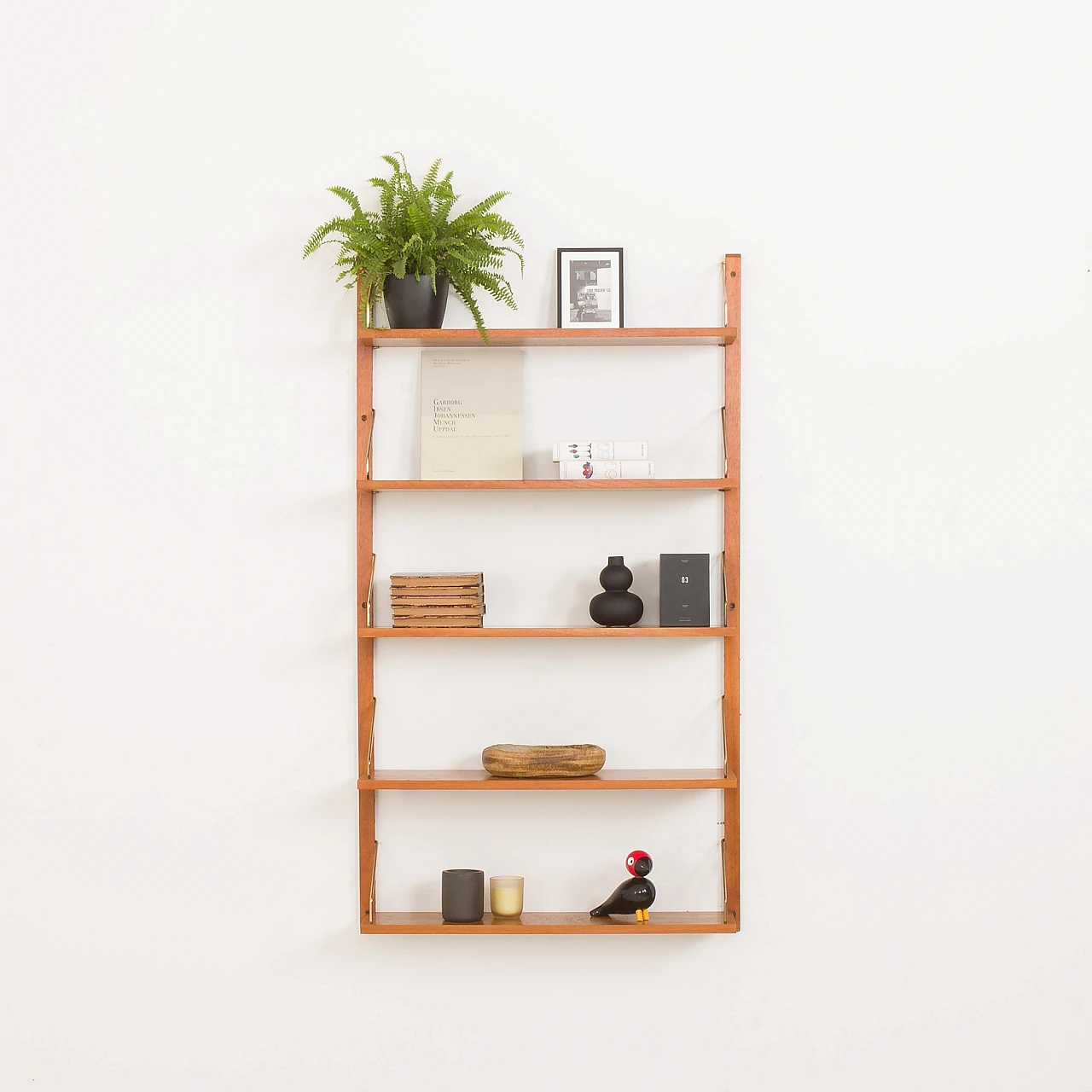 One-bay teak wall unit in Poul Cadovius style, 1960s 1