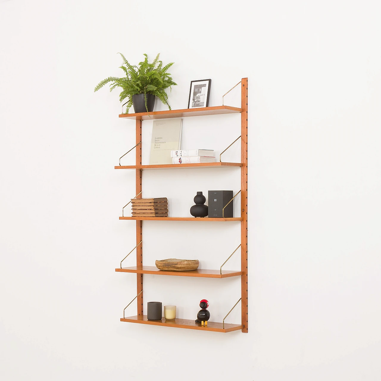 One-bay teak wall unit in Poul Cadovius style, 1960s 2