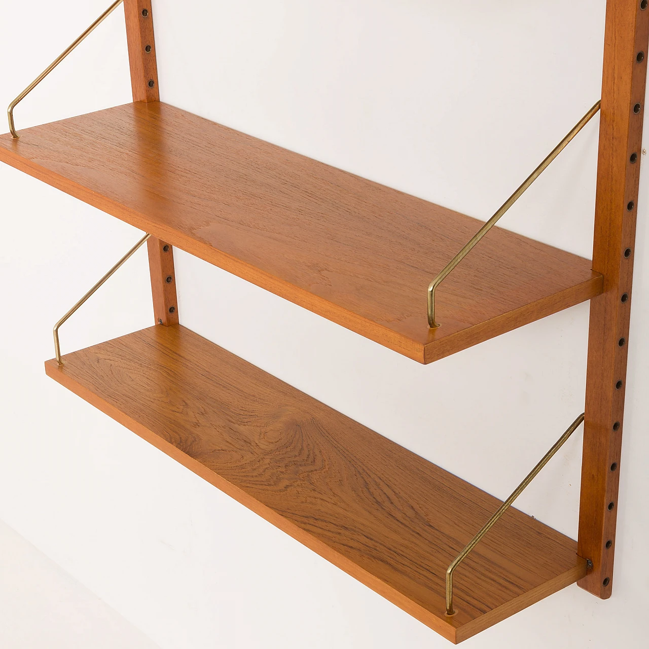 One-bay teak wall unit in Poul Cadovius style, 1960s 9