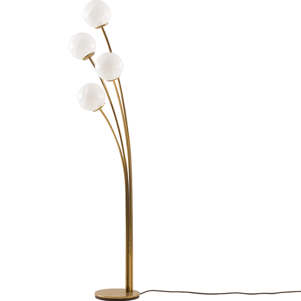 Floor lamp in brass with four Murano glass globes, 1970s 10