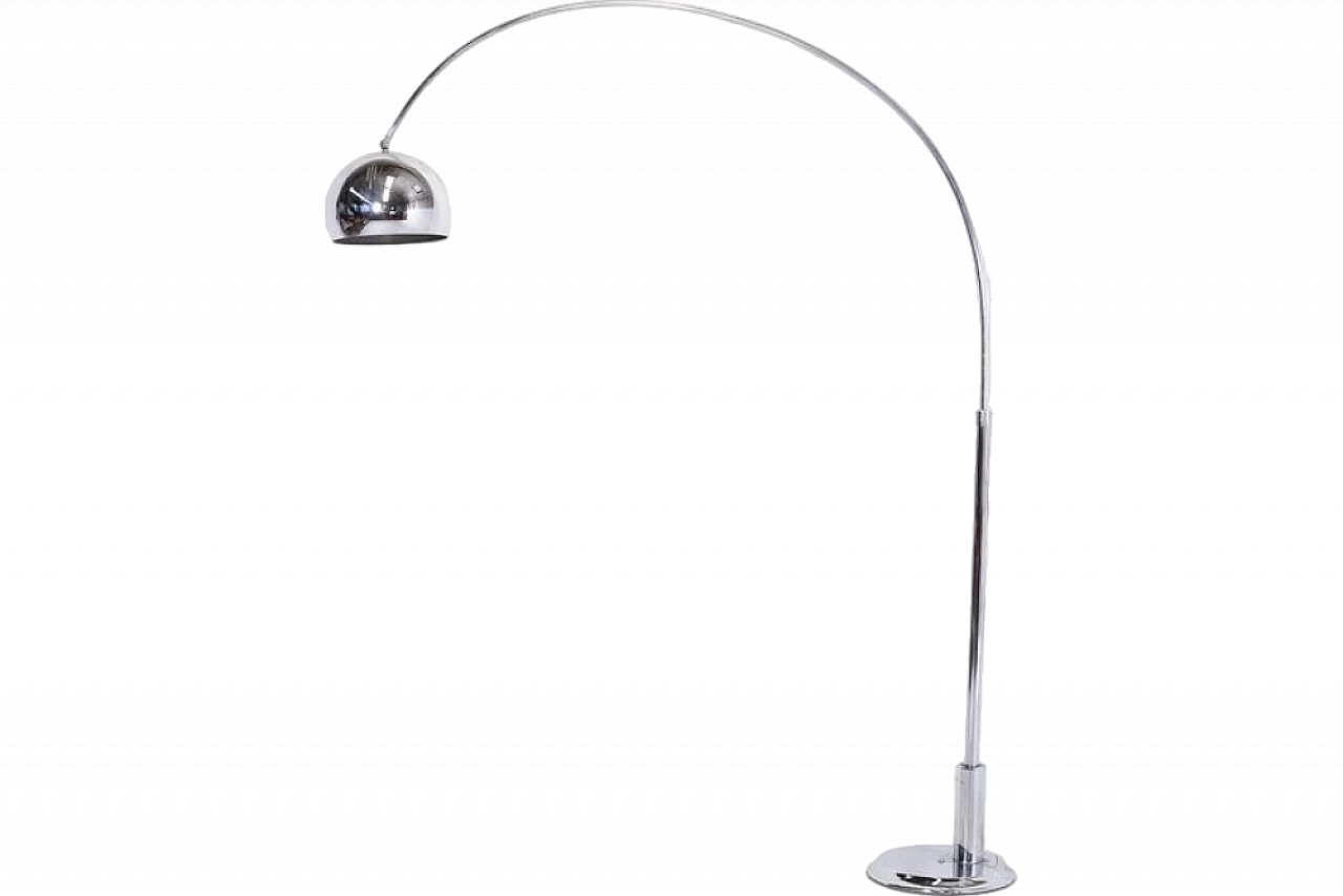 Chrome-plated steel arch floor lamp, 1980s 5