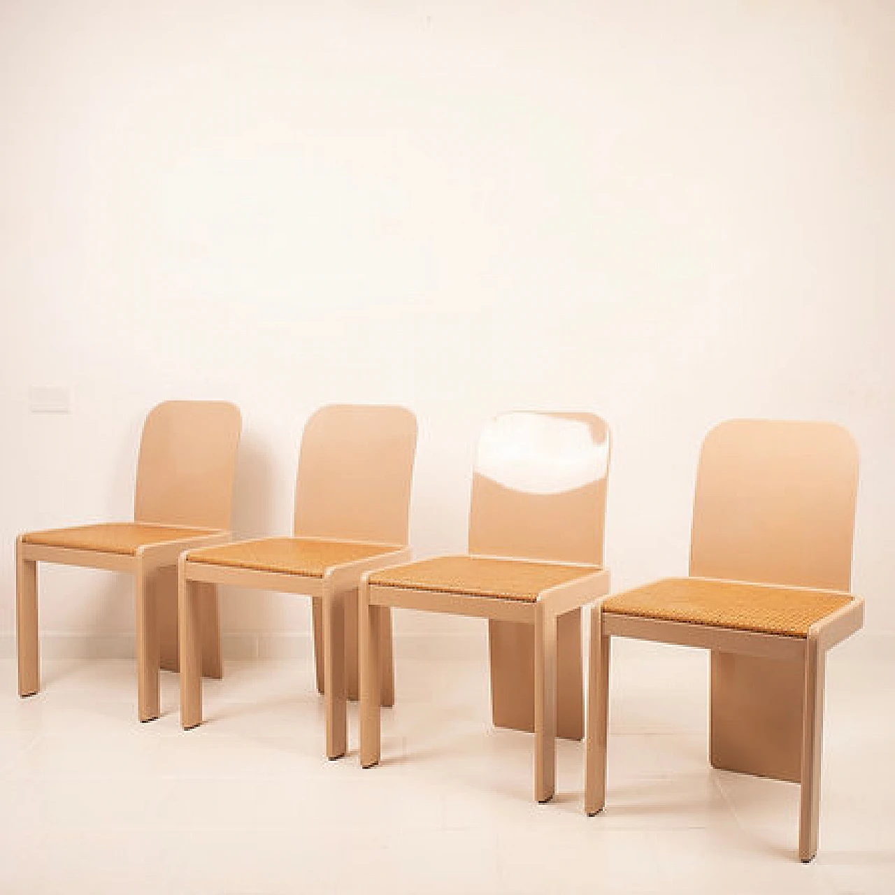 4 Ashwood and cane chairs by A. A. Colombo for Pozzi, 1970s 3