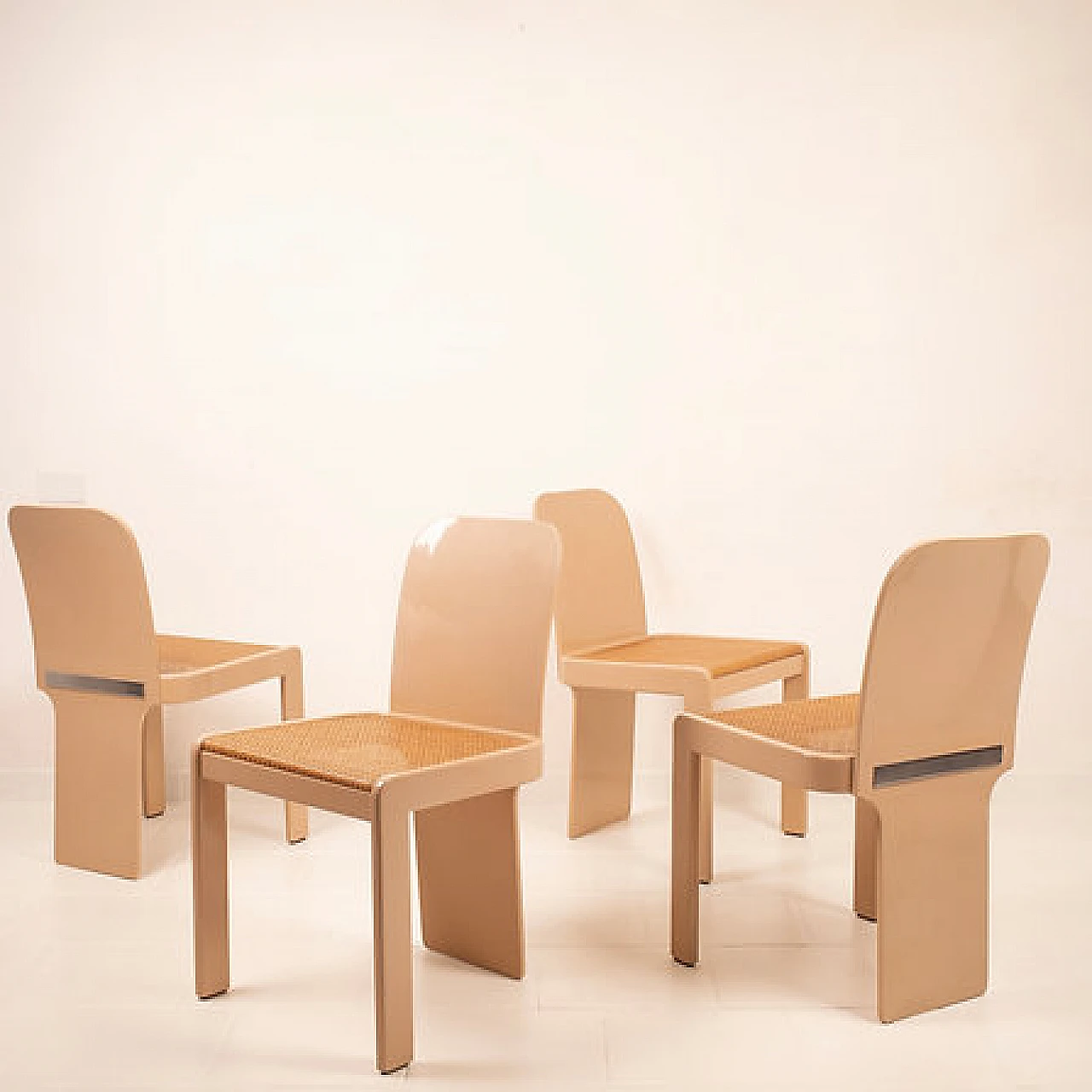 4 Ashwood and cane chairs by A. A. Colombo for Pozzi, 1970s 9