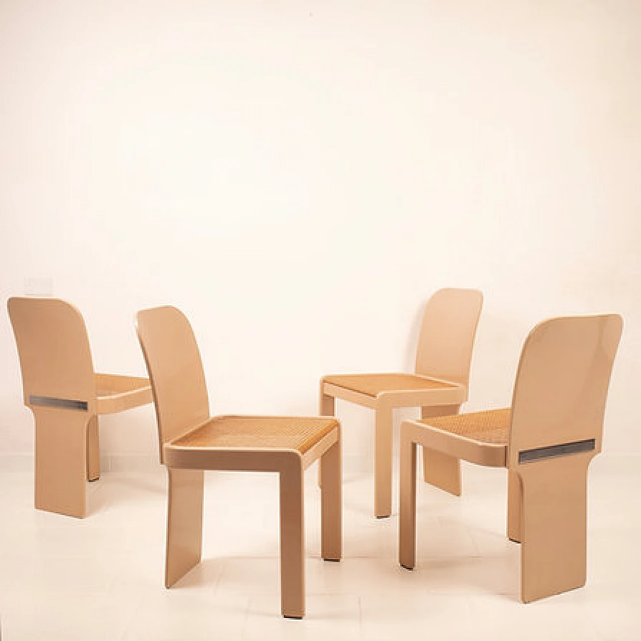 4 Ashwood and cane chairs by A. A. Colombo for Pozzi, 1970s 12