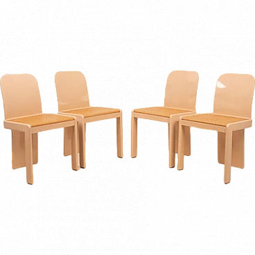 4 Ashwood and cane chairs by A. A. Colombo for Pozzi, 1970s