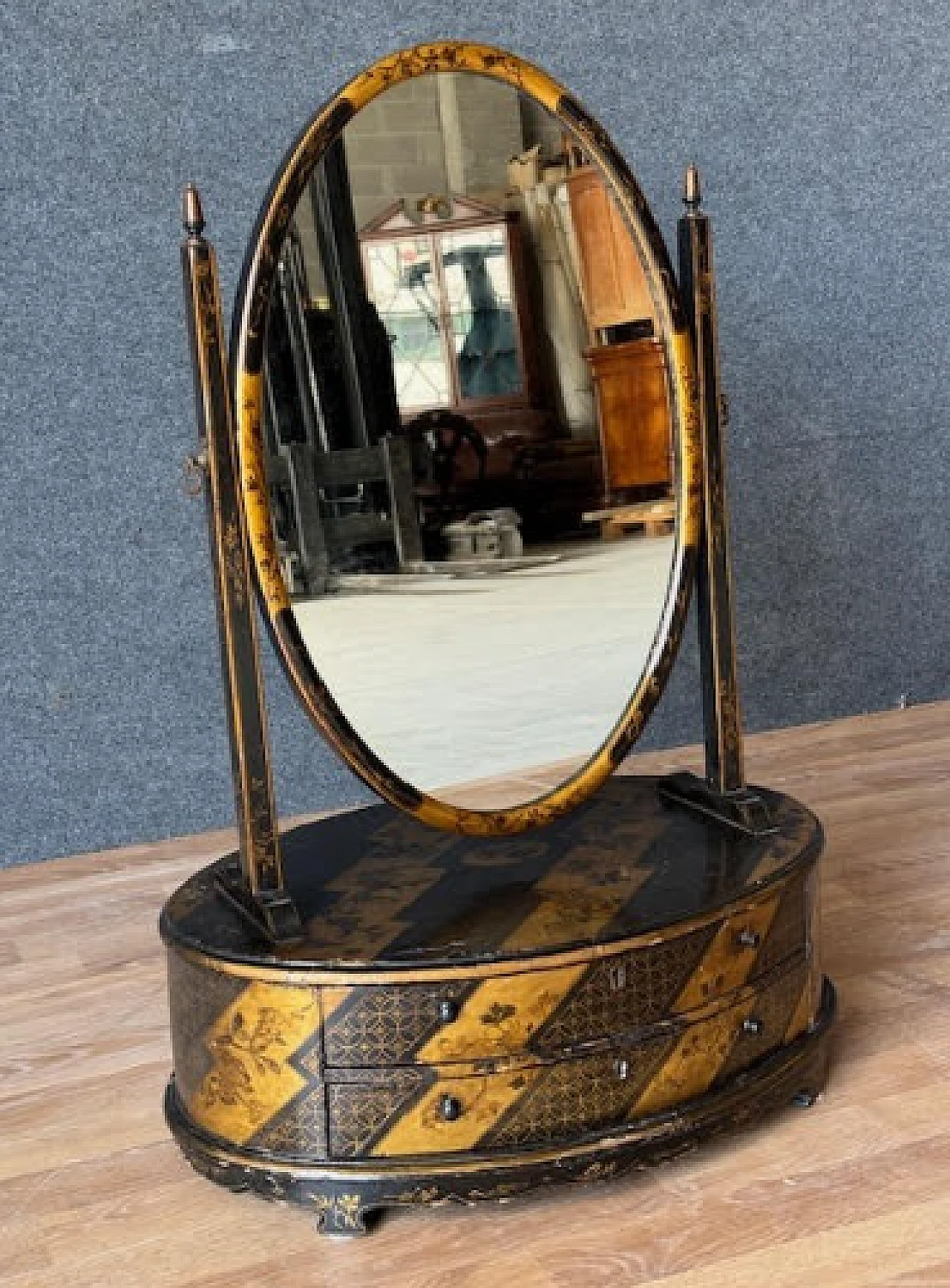 Lacquered & gilded table Psyche with chinoiserie motifs, 19th century 1