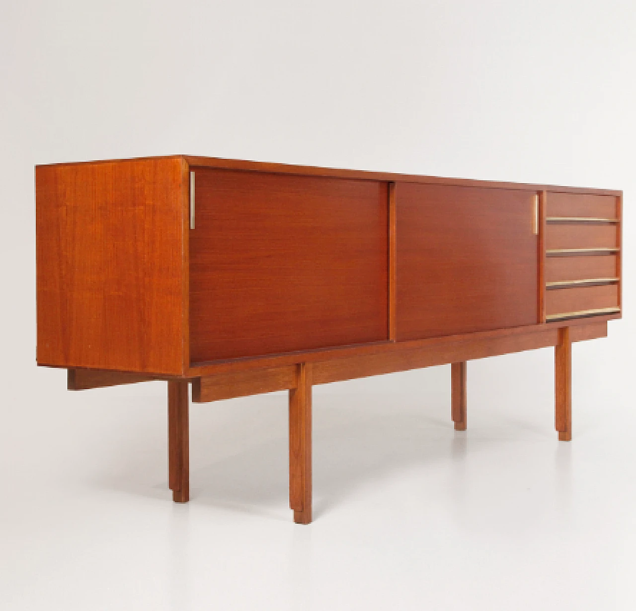 Teak sideboard with aluminium handles by Amma, 1960s 6