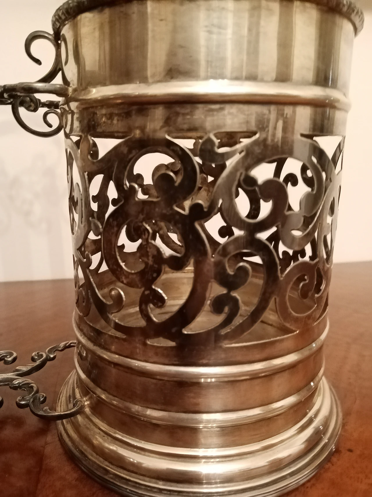 800 century silver bottle rack with two baskets, 1950s 13