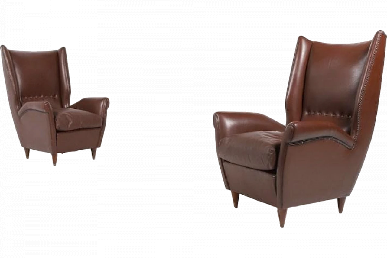 Pair of 512 Wingback armchairs by Gio Ponti, 1950s 11