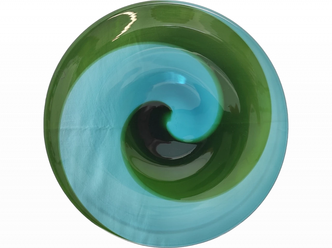 Green and blue Murano glass plate by T. Wirkkala for Venini, 1990s 7