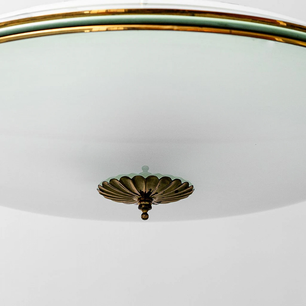 Circular glass and brass chandelier, 1950s 4