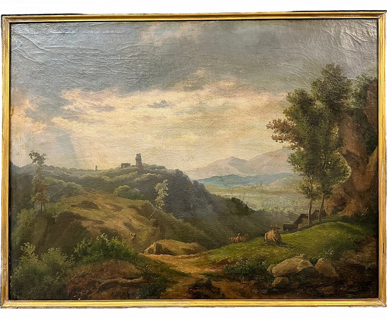 Landscape with figures, oil on canvas, 19th century 13