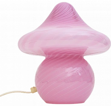 Fungo table lamp in pink Murano glass attributed to Venini, 1960s